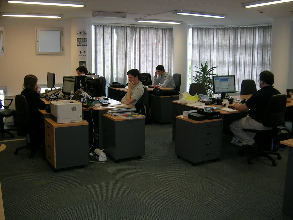 Professional team working in a modern office environment